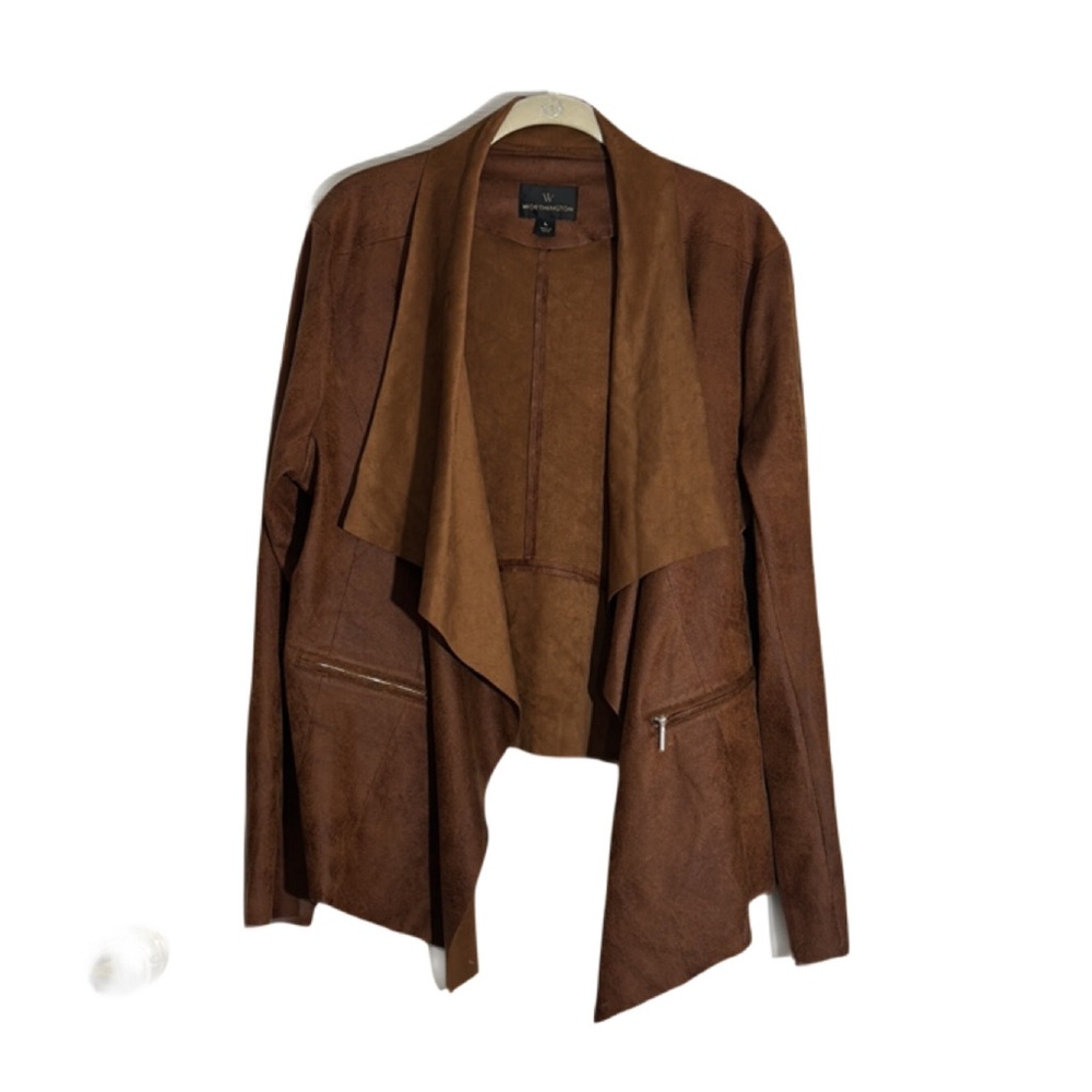 Worthington Waterfall front suede like blazer - 746